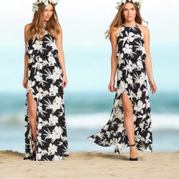 Show Me Your MuMu Dresses & Skirts - Show Me Your MuMu Heather Halter Maxi - Lily Collins Floral